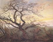 Caspar David Friedrich Tree with Crows Tumulus(or Huhnengrab) beside the Baltic Sea with Rugen Island in the Distance (mk05) oil painting on canvas